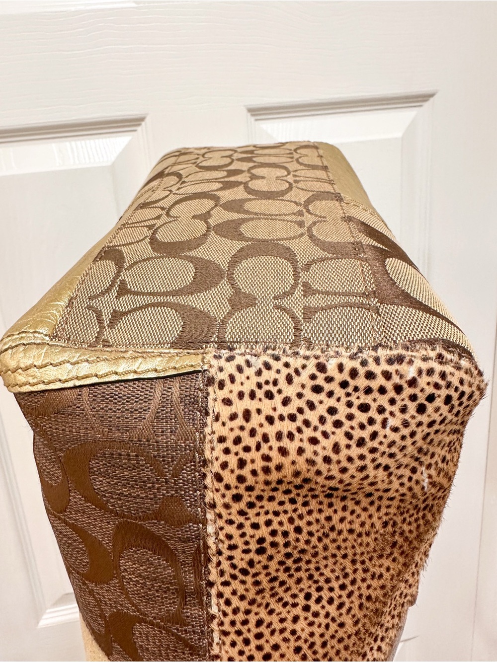 Coach Bleecker Patchwork Signature Jacquard Leather Animal Print Large Tote Y2K - Picture 13 of 17